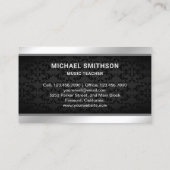 Black Damask Muziekdocent Zilveren Drum Kit Drumme Visitekaartje (Achterkant)