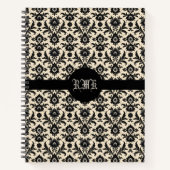 Black Damask on Sepia Notitieboek (Voorkant)