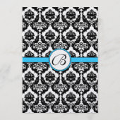 Black Damask on White Aqua Trim Wedding Program Programmakaart (Achterkant)