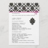 Black Damask on White Pink Trim Wedding Program Programmakaart (Voorkant)
