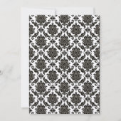 Black Damask on White Red Trim Weddenschap Kaart (Voorkant)