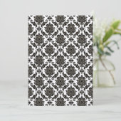 Black Damask on White Red Trim Weddenschap Kaart (Staand voorkant)