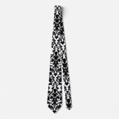 Black Damask op White Designer Necktie Stropdas (Voorkant)