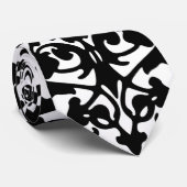 Black Damask op White Designer Necktie Stropdas (Opgerold)