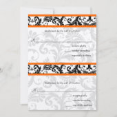 Black Damask Oranje Trim RSVP Wedding Invitation Kaart (Voorkant)