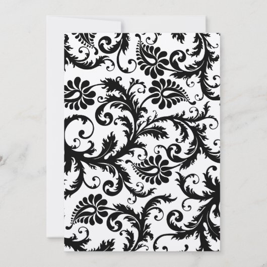 Black Damask Oranje Trim RSVP Wedding Invitation Kaart (Achterkant)