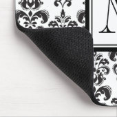 Black Damask Patroon 2 met Uw Monogram Muismat (Hoek)