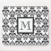 Black Damask Patroon 2 met Uw Monogram Muismat (Voorkant)