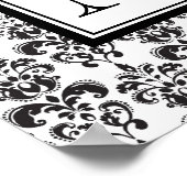 Black Damask Patroon 2 met Uw Monogram Poster (Hoek)