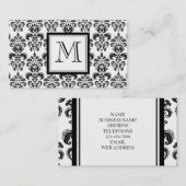 Black Damask Patroon 2 met Uw Monogram Visitekaartje (Voorkant / Achterkant)