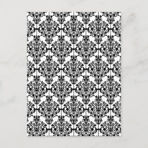 Black Damask Pattern 1 Floral Briefkaart