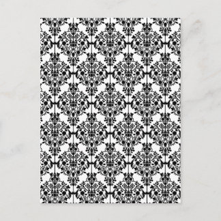 Black Damask Pattern 1  Floral Briefkaart
