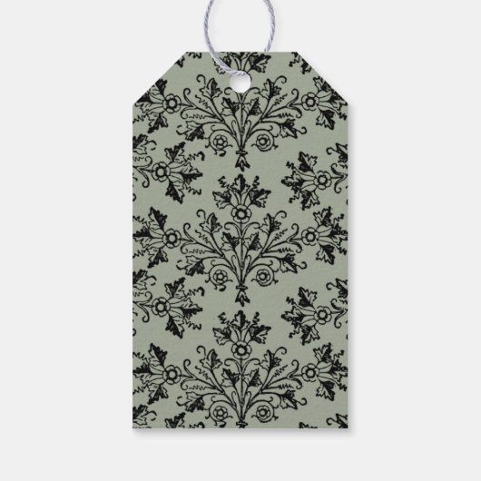 Black  Damask Pattern Aangepast Dank u Label Cadeaulabel (Achterkant)