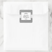 Black Damask Pattern Graduation Vierkante Sticker (Tas)
