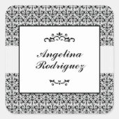 Black Damask Pattern Graduation Vierkante Sticker (Voorkant)