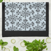 Black Damask Pattern op Grey Kitchen Towel Theedoek (Gevouwen)