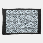 Black Damask Pattern op Grey Kitchen Towel Theedoek (Horizontaal)