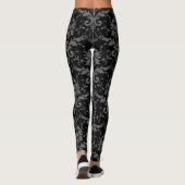 Black Damask Pattern Women's Workout Leggings (Achterkant)