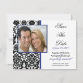 Black Damask Photo Save the Date Notice (Voorkant)
