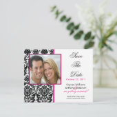 Black Damask Photo Save the Date Notice (Staand voorkant)
