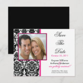 Black Damask Photo Save the Date Notice (Voorkant / Achterkant)