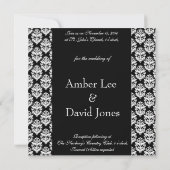 Black Damask Photo Wedding Invitation Kaart (Achterkant)