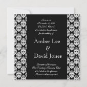 Black Damask Photo Wedding Invitation Kaart (Achterkant)