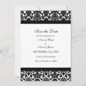 Black Damask Photo Wedding Save the Date Card (Voorkant)