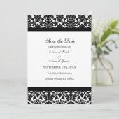 Black Damask Photo Wedding Save the Date Card (Staand voorkant)