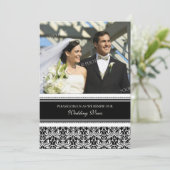 Black Damask Photo Wedding Vow Renewal-uitnodiging Kaart (Staand voorkant)