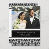 Black Damask Photo Wedding Vow Renewal-uitnodiging Kaart (Voorkant / Achterkant)