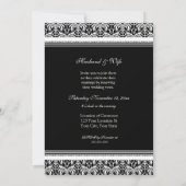 Black Damask Photo Wedding Vow Renewal-uitnodiging Kaart (Achterkant)