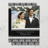 Black Damask Photo Wedding Vow Renewal-uitnodiging Kaart (Voorkant / Achterkant)
