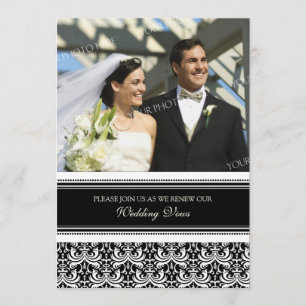 Black Damask Photo Wedding Vow Renewal-uitnodiging Kaart