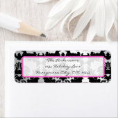 Black Damask Pink en SilverAddress Label (Insitu)