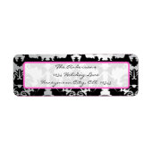 Black Damask Pink en SilverAddress Label (Voorkant)