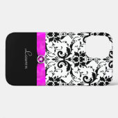 Black Damask Pink Jewel gepersonaliseerd Case-Mate iPhone Case (Achterkant (horizontaal))