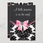 Black Damask Pink Princess Baby shower Kaart (Voorkant / Achterkant)