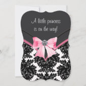 Black Damask Pink Princess Baby shower Kaart (Voorkant)