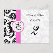 Black Damask Pink Trim Swirls Table Number Cards Briefkaart (Voorkant)