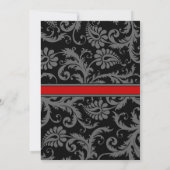 Black Damask Plum Hearts RSVP Wedding Invitation Kaart (Achterkant)