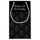 Black Damask Print - Weddenschap Gift Bag Klein Cadeauzakje (Achterkant)