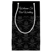 Black Damask Print - Weddenschap Gift Bag Klein Cadeauzakje (Voorkant)