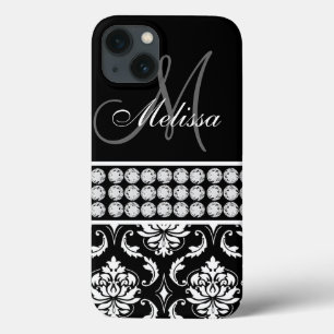 Black Damask Printed Diamonds, speciaal gepersonal Case-Mate iPhone Case
