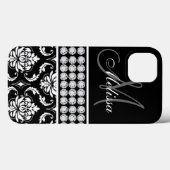 Black Damask Printed Diamonds, speciaal gepersonal Case-Mate iPhone Case (Achterkant (horizontaal))