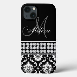 Black Damask Printed Diamonds, speciaal gepersonal Case-Mate iPhone Case