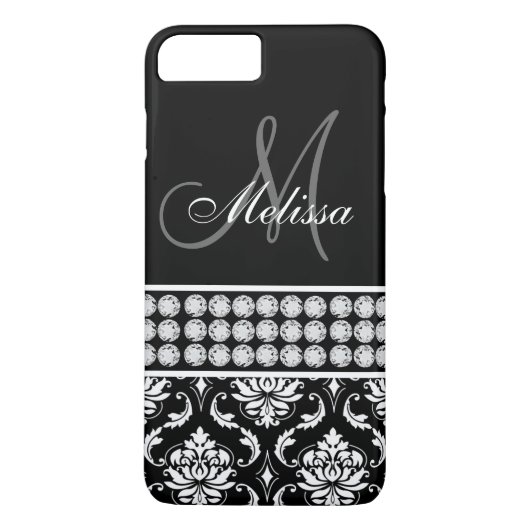 Black Damask Printed Diamonds, speciaal gepersonal Case-Mate iPhone Case (Achterkant)