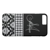 Black Damask Printed Diamonds, speciaal gepersonal Case-Mate iPhone Case (Achterkant (Horizontaal))