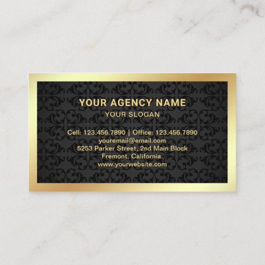 Black Damask Private Investigator rechercheur Visitekaartje (Achterkant)