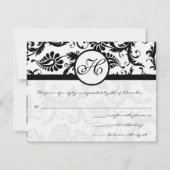 Black Damask-reactiekaart - tekst aan de kant van  RSVP Kaartje (Achterkant)